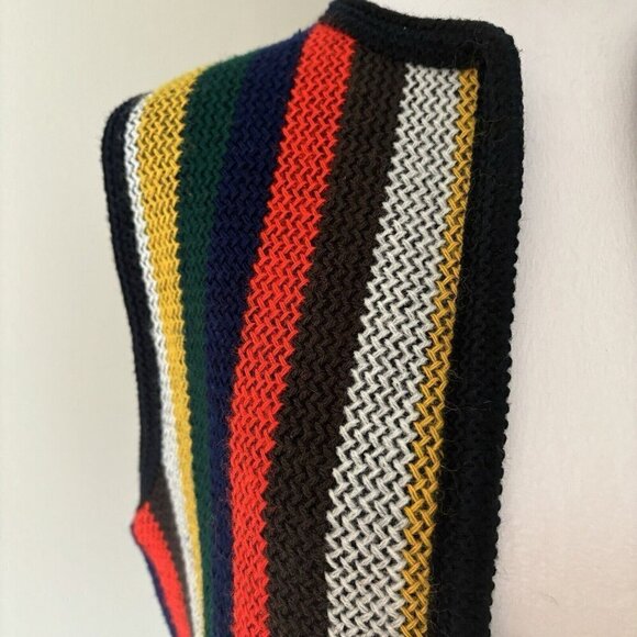 Vintage Sears Womens Sweater Vest Striped Fringe 70s Boho Hippie Retro - Picture 2 of 6